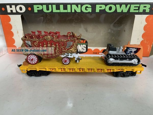 B20 Life Like Ho Scale Model Trains Circus Flatcar With Circus Wagon ...