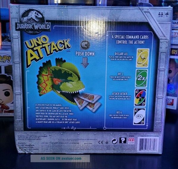 UNO Attack Jurassic World 2 Fallen Kingdom Game Dinosaur Sounds Mattel ...
