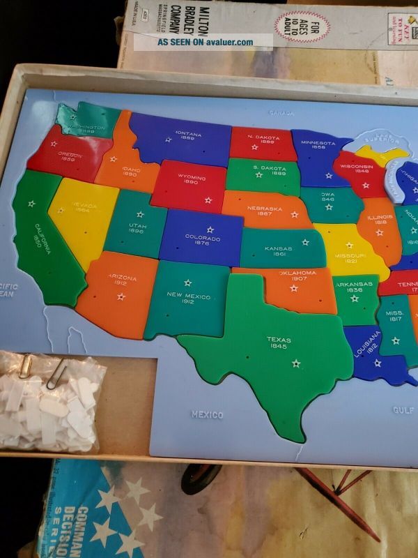 State Map With Inlay 48 State Hasbro Plastic Puzzle Inlaid Map Of The United States Box ...