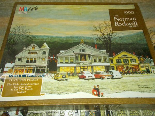 MB Norman Rockwell Main Street Stockbridge 1000p Jigsaw Puzzle 1967 Vtg ...