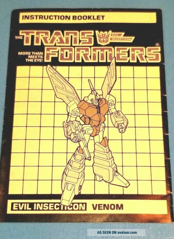 1985 G1 Transformers Evil Insecticon VENOM Insect Instruction Booklet ...