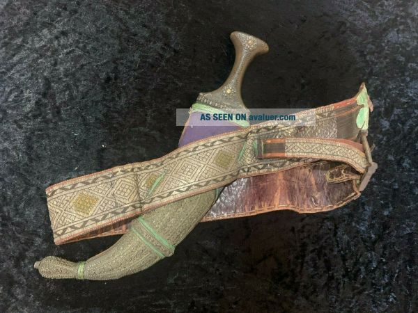 ANTIQUE 19TH CENTURY INDO PERSIAN JAMBIYA KNIFE DAGGER COMPLETE WITH ...