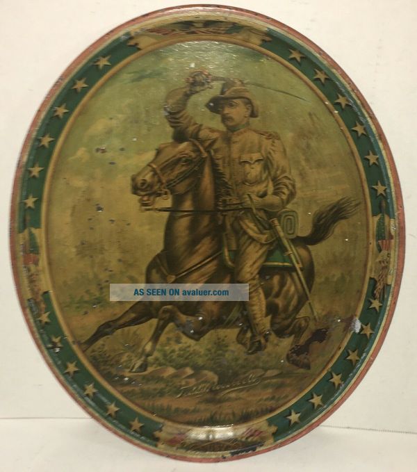 Antique Teddy Roosevelt Rough Riders Spanish American War Tray | #45269962