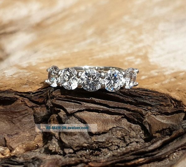 Vintage 925 Solid Sterling Silver And Brilliant Cut Cubic Zirconia Band ...