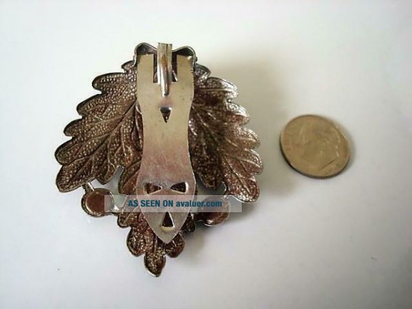 Clip à Cheveux Vintage En Forme De Feuille - Strass Cristal - Argenté - Occasion