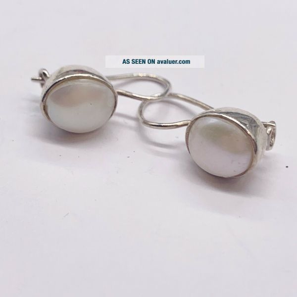 VINTAGE SOLID STERLING SILVER MOTHER OF PEARL MOP MODERNIST LADIES ...