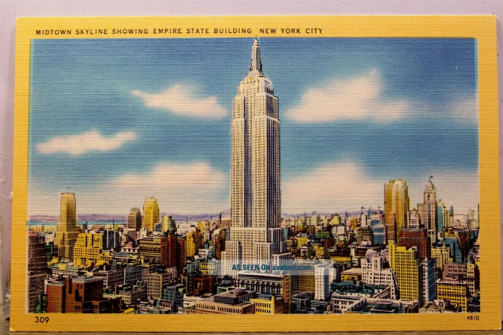 York NY NYC Empire State Building Midtown Skyline Postcard Old Vintage Card