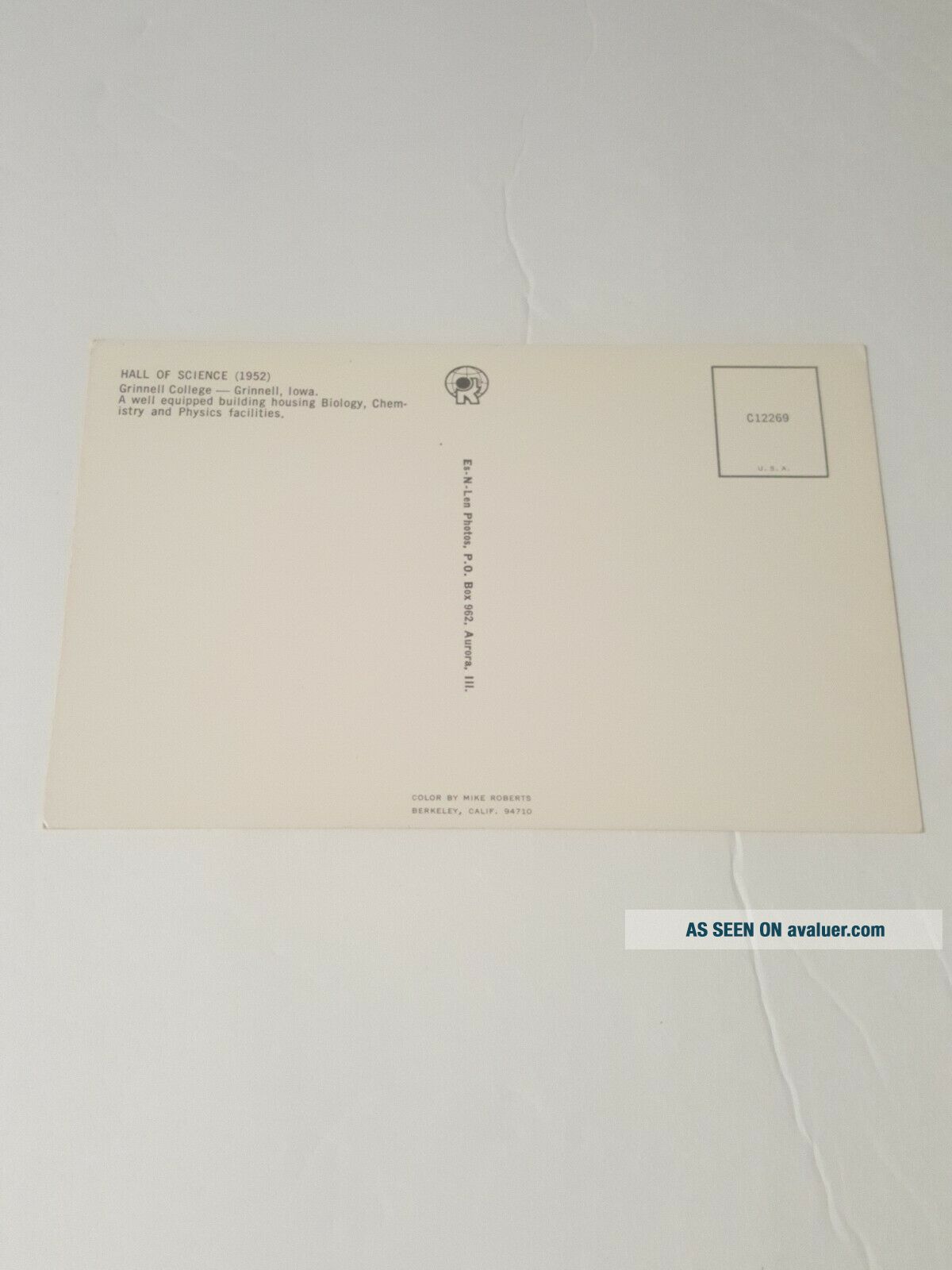 Via Science Vintage Iowa Postcard HALL OF SCIENCE GRINNELL COLLEGE IA 1960s | #58835564