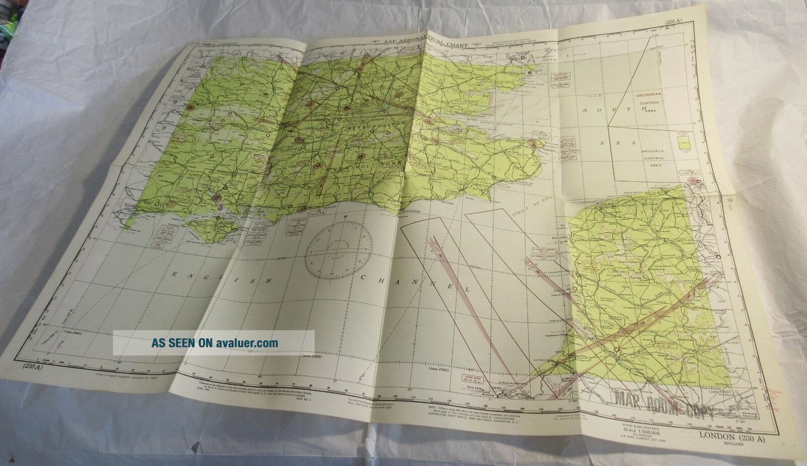 1949 London England AAF Aeronautical Chart Map US Army Air Force ...