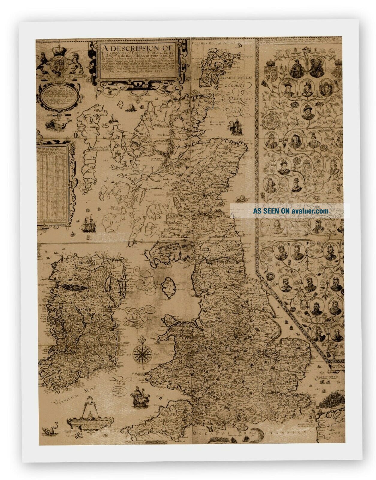 HISTORIC HARDBACK MAP 1st LARGE MAP OF GREAT BRITAIN 1603 PRESENTED TO ...