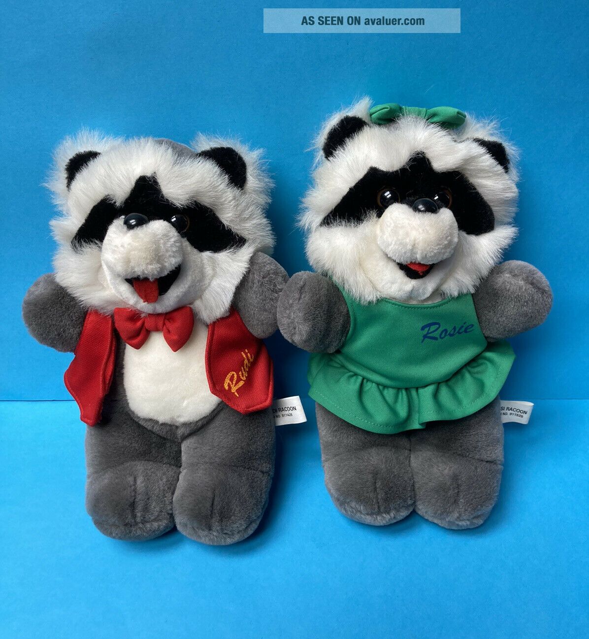 Rare Rudi's RUDA HOLIDAY PARK RUDI AND ROSIE RACCOON MASCOTS SOFT TOYS VINTAGE ...