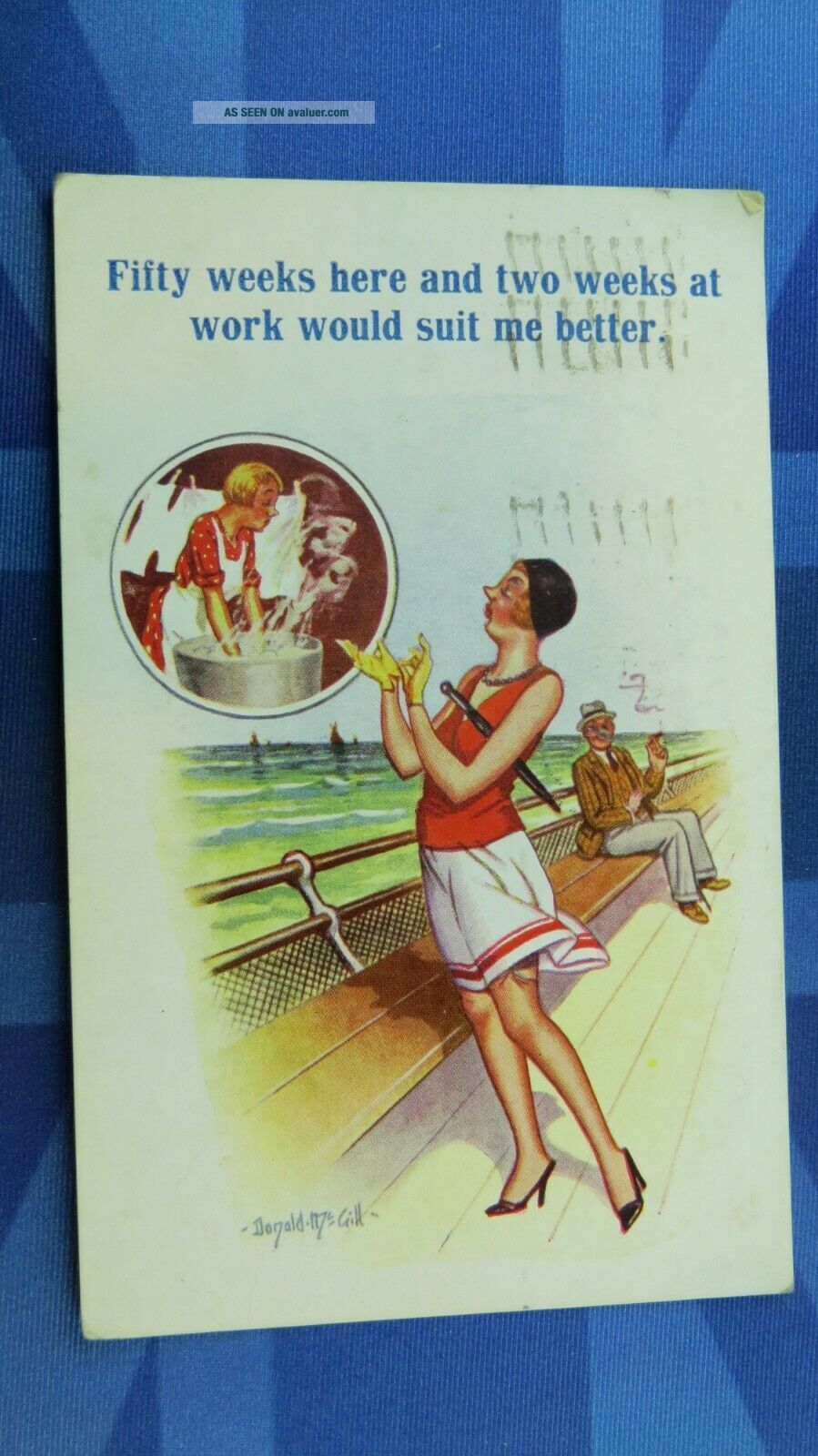 Saucy Donald McGill Comic Postcard 1934 Silk Stockings Garter Pier 