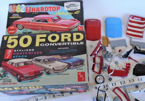 1:25 SCALE VINTAGE 1960s AMT MODEL CAR KIT (2) BOXES CUSTOM PARTS ...