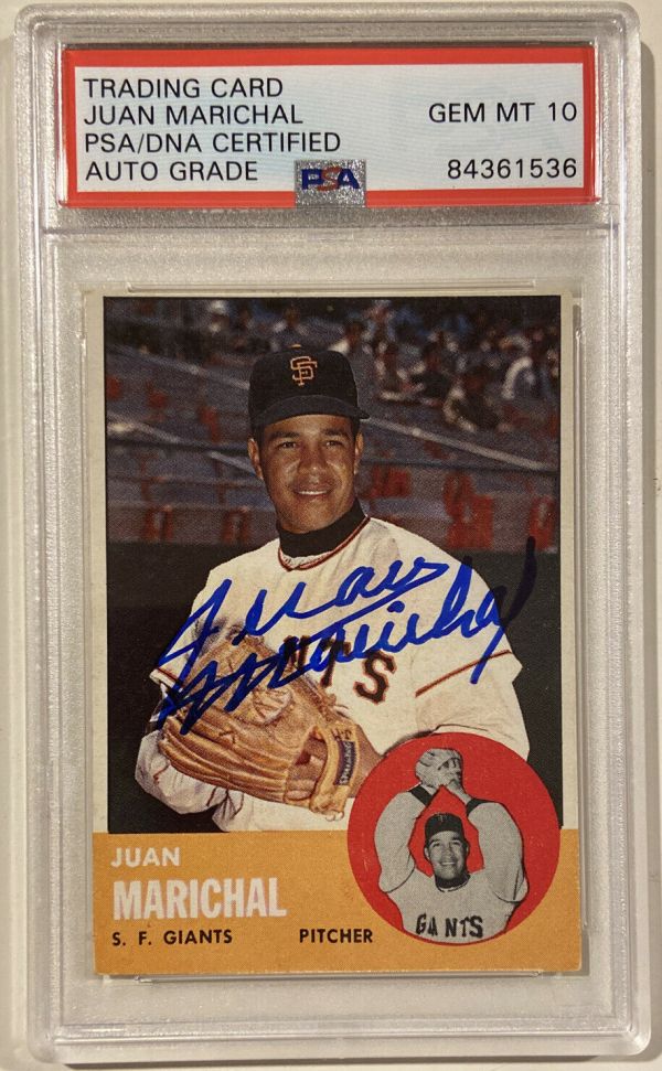 1963 Topps JUAN MARICHAL Signed Baseball Card PSA/DNA 440 Auto Grade 10 ...
