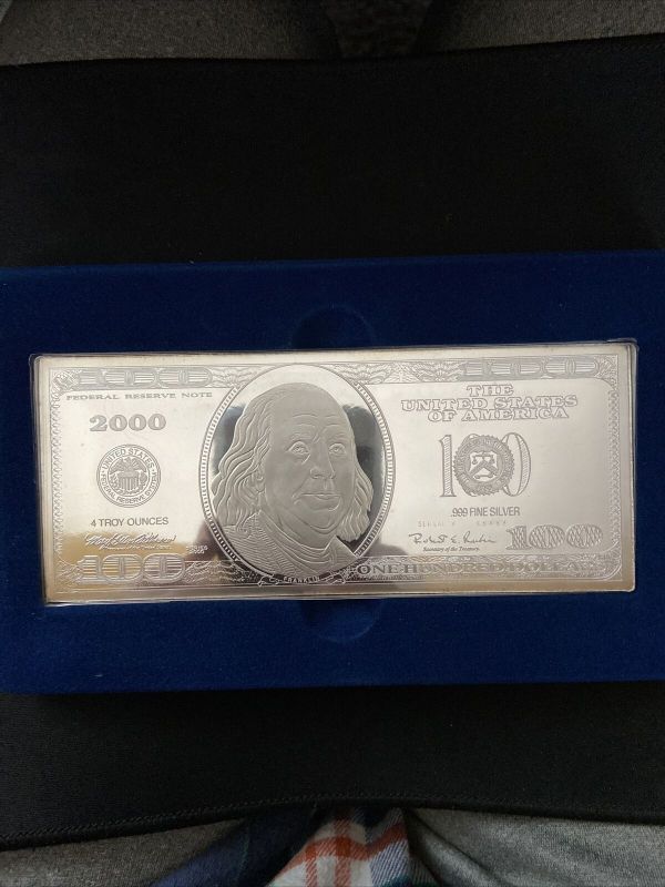 Silver 2000 2000 4oz Silver Ben Franklin 100 Dollar Bill With Fast | #59621377