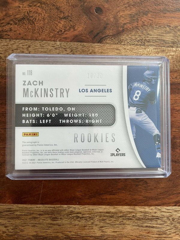 2021 Absolute ZACH MCKINSTRY Rookie Baseball Material Light Blue Card ...