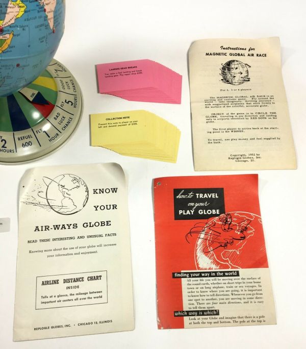 Vintage Tin Litho Magnetic Global Air Race Game USA Replogle Globes Inc ...