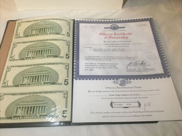 2001 Uncut $5 Sheet Of 4 Federal Reserve Notes Uncirculated | #60864740